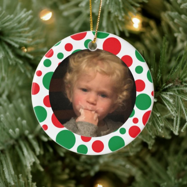 Modern Family Holiday Photo Ceramic Tree Decoration (Creator Uploaded)