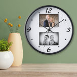 Modern Family Keepsake 2 Photo Collage  Clock<br><div class="desc">Create your modern family keepsake 2 photo collage clock. Personalise with 2 of your favourite family photos and make your own personalised wall clock for your home or a gift.</div>