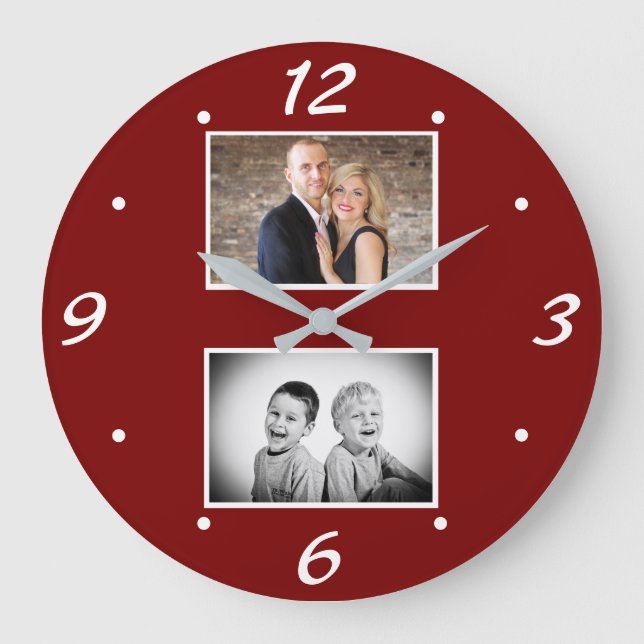 Modern Family Keepsake 2 Photo Collage  Large Clock (Front)