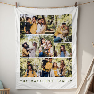 Modern Family Keepsake 7 Photo Collage Fleece Blanket