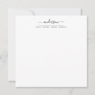 Modern Family Last Name Black Script Calligraphy Card