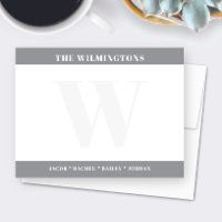 Modern Family Last Name Initial Grey Stationery