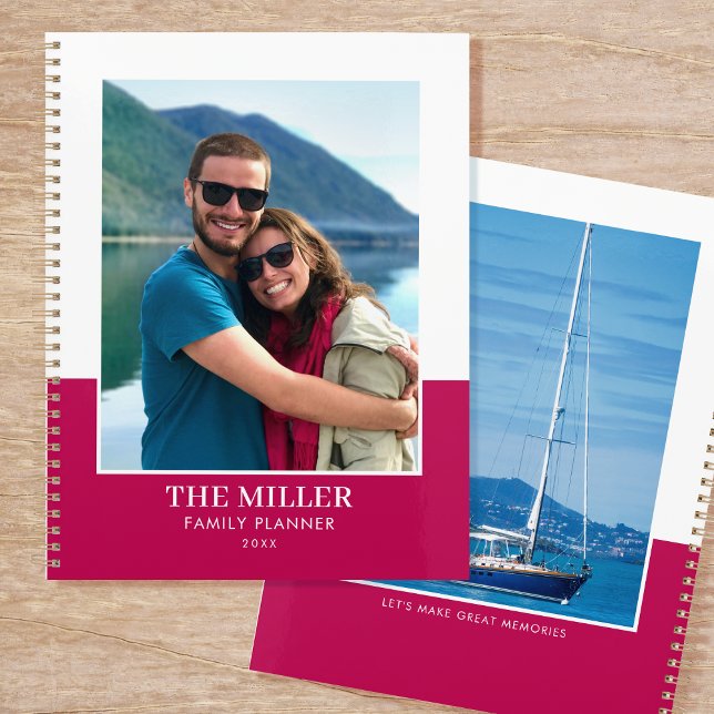 Modern Family Name Custom 2 Photo Deep Pink Planner (Creator Uploaded)