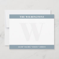 Modern Family Name Initial Ocean Green Stationery