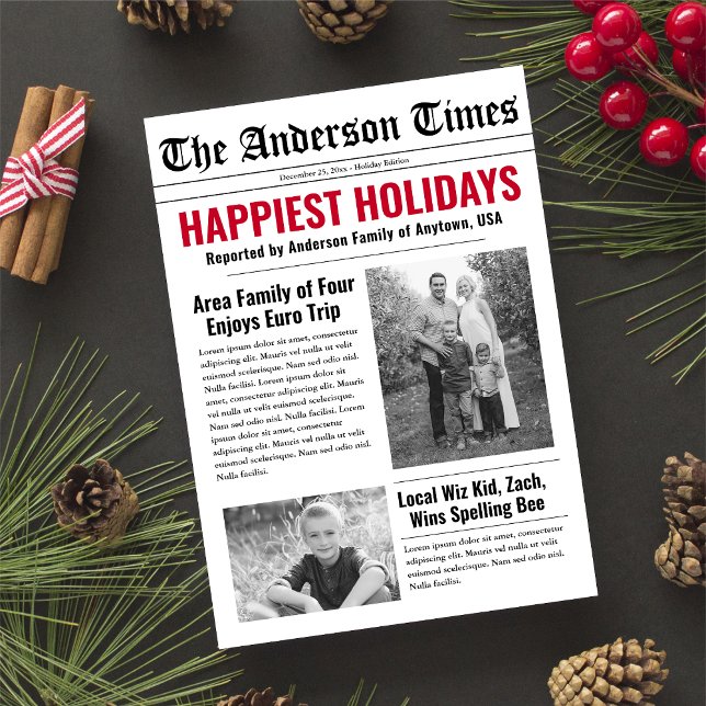Modern Family Newspaper Photo Holiday Card (Creator Uploaded)