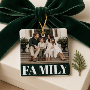 Modern Family Personalised Photo Christmas Ceramic Ornament