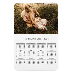 Modern Family Photo 2026 Calendar 12 Month Magnet