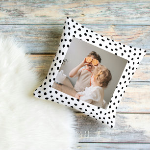 Modern  Family Photo & Black Dots Beauty Gift Cushion