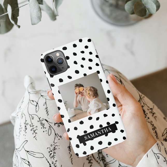 Modern  Family Photo & Black Dots Beauty Gift iPhone Case (Creator Uploaded)