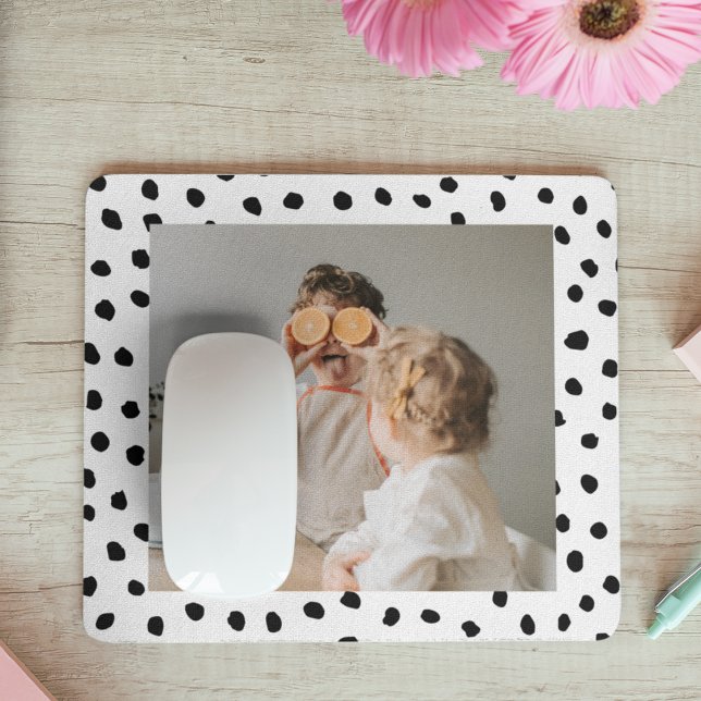 Modern  Family Photo & Black Dots Beauty Gift Mouse Pad (Creator Uploaded)