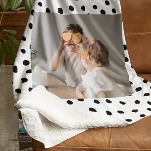 Modern Family Photo & Black Dots Beauty Gift Sherpa Blanket