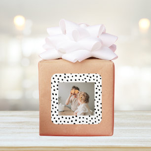 Modern  Family Photo & Black Dots Beauty Gift Square Sticker
