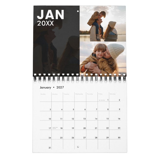 Modern Family Photo Calendar Grey (Jan 2027)