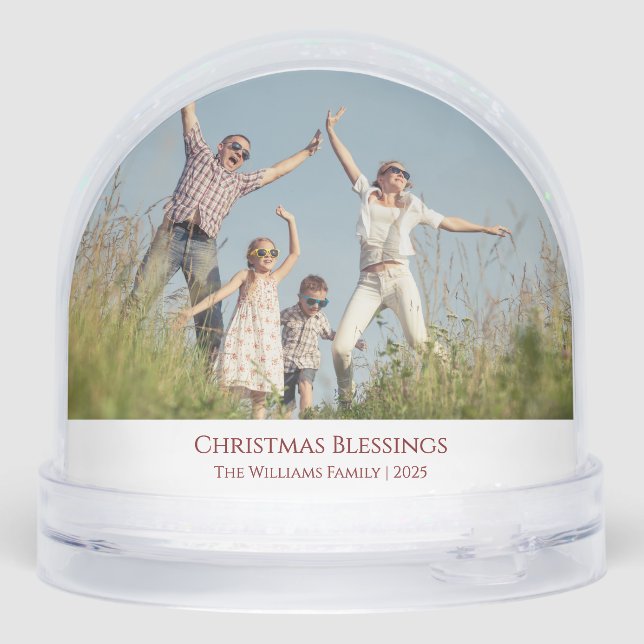 Modern Family Photo Christmas Blessings Christian Snowglobe (Back)
