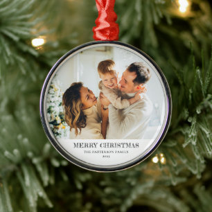 Modern Family Photo Christmas Metal Tree Decoration