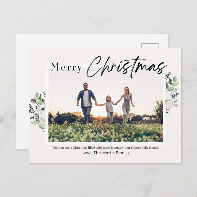 Modern Family Photo Christmas Postcard (Front/Back)