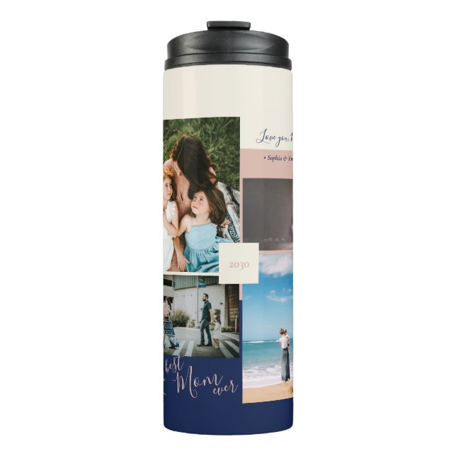 Modern Family Photo Collage Best Mum Ever Thermal Tumbler (Front)