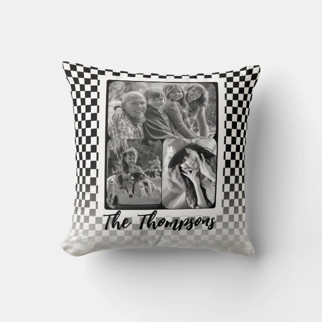 Modern Family Photo Collage Cushion (Front)
