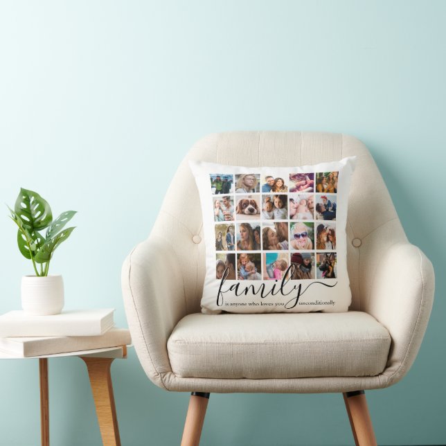 Modern Family Photo Collage Cushion (Chair)