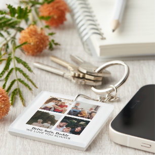 Modern Family Photo Collage Custom Acrylic Keychai Key Ring