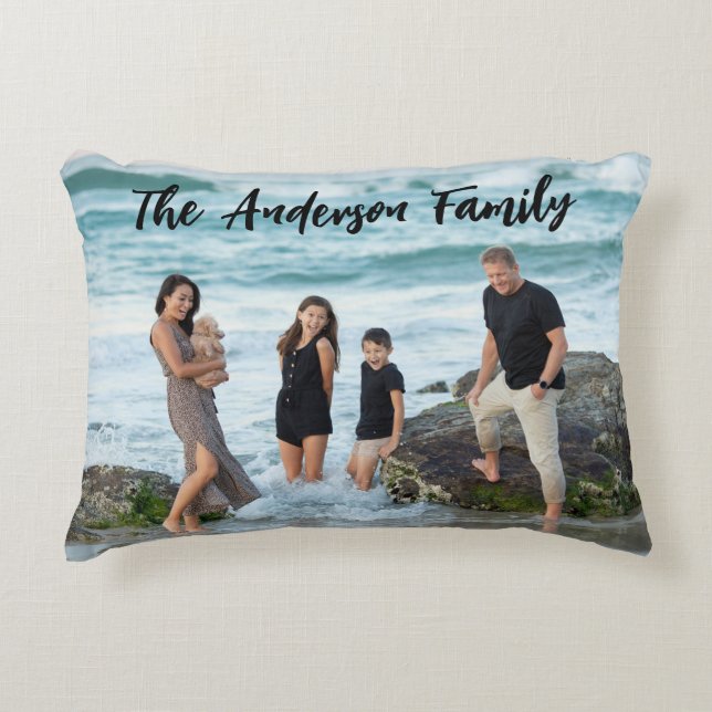 Modern Family Photo Collage Decorative Cushion (Front)