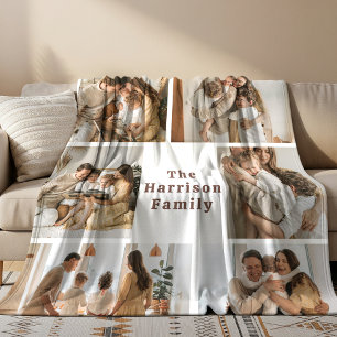 Modern Family Photo Collage Fleece Blanket