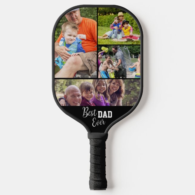  Modern Family Photo Collage for Dad Pickleball Paddle (Front)