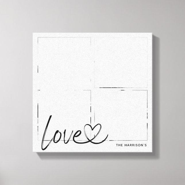 Modern Family Photo Collage Love Script Canvas Print (Front)