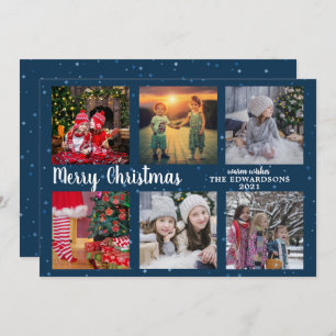 Modern family photo collage Merry Christmas Holida Holiday Card