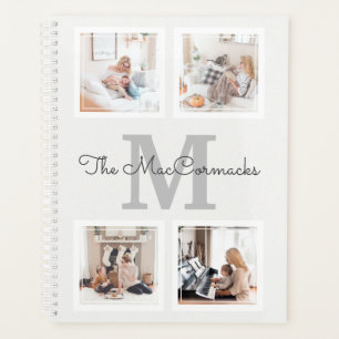 Modern Family Photo Collage Monogram Initial Planner
