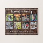 Modern family photo collage monogrammed 8 photos jigsaw puzzle<br><div class="desc">Family photo collage of 8 photos monogrammed jigsaw puzzle.
You can personalise it and add your most beautiful photos and name and text. Great fun !</div>