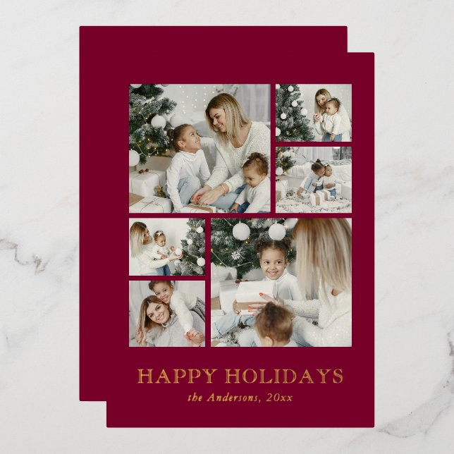 Modern Family Photo Collage Red Christmas (Front/Back)