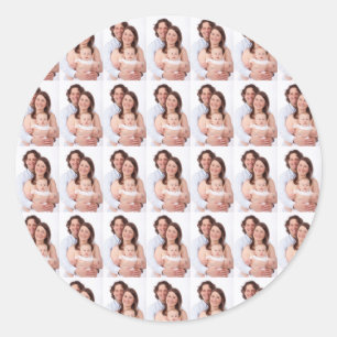 Modern Family Photo Custom Personalised Classic Round Sticker