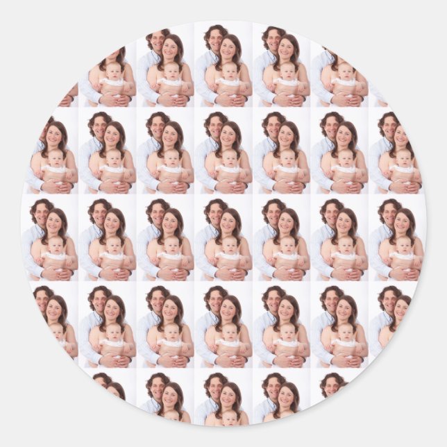 Modern Family Photo Custom Personalised Classic Round Sticker (Front)