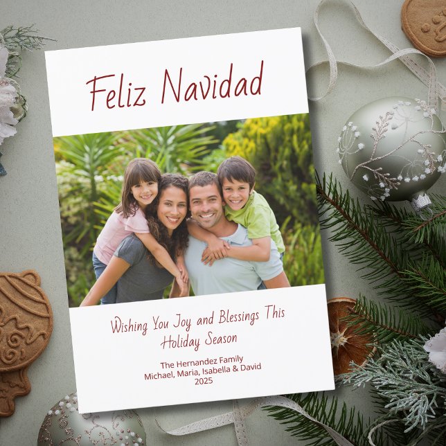 Modern Family Photo Feliz Navidad Christmas  Holiday Card (Creator Uploaded)