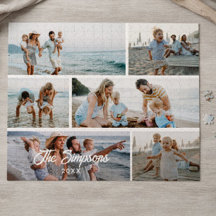 Modern Family Photo Gallery Collage Personalised Jigsaw Puzzle