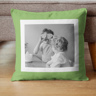Modern Family Photo Green Simple Lovely Gift Cushion