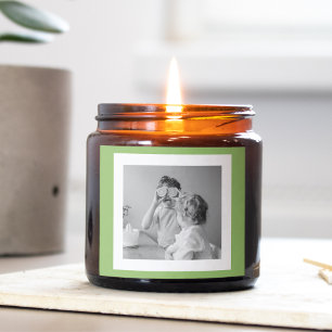 Modern  Family Photo Green Simple Lovely Gift Square Sticker