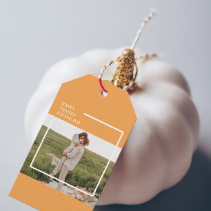 Modern Family Photo& Happy Thanksgiving Day Gift Gift Tags