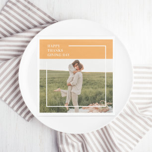 Modern Family Photo& Happy Thanksgiving Day Gift Napkin