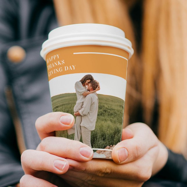 Modern Family Photo& Happy Thanksgiving Day Gift Paper Cups (Creator Uploaded)