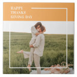 Modern Family Photo& Happy Thanksgiving Day Gift Tile<br><div class="desc">Modern Family Photo & Happy Thanksgiving
Best Gift For Your Friends And Family,  Personalised Thanksgiving Text With Autumn Colours.</div>