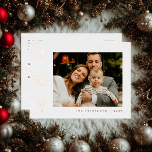 Modern Family Photo Joy Script Message Foil Holiday Postcard