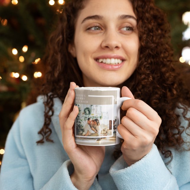 Modern Family Photo | Joyful Merry Blessed  Coffee Mug (Creator Uploaded)