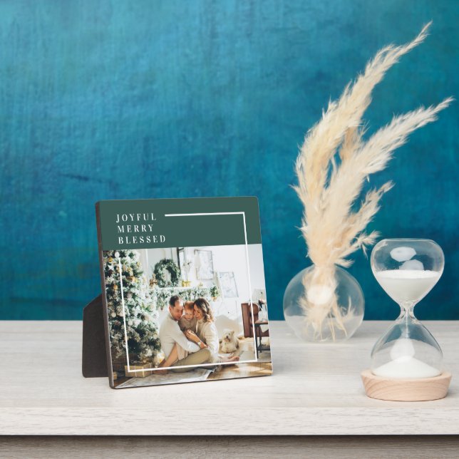 Modern Family Photo | Joyful Merry Blessed | Green Plaque (Insitu)