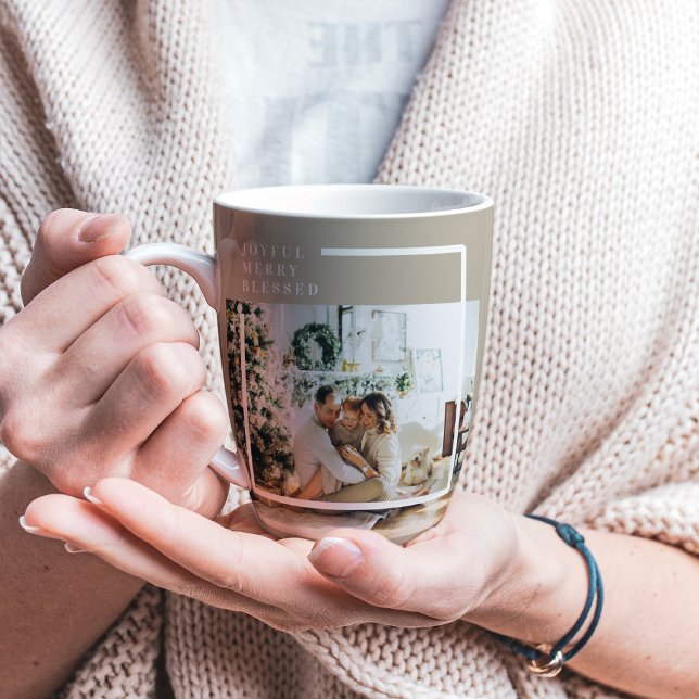 Modern Family Photo | Joyful Merry Blessed  Latte Mug (Creator Uploaded)