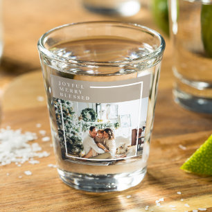 Modern Family Photo   Joyful Merry Blessed  Shot Glass