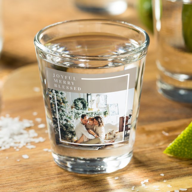 Modern Family Photo | Joyful Merry Blessed  Shot Glass (Creator Uploaded)