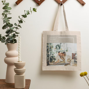 Modern Family Photo   Joyful Merry Blessed  Tote Bag