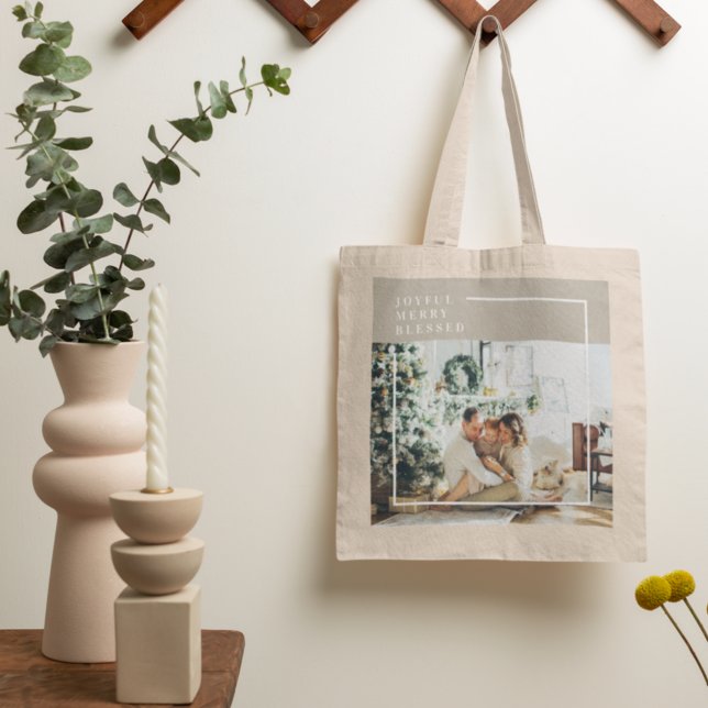Modern Family Photo | Joyful Merry Blessed  Tote Bag (Creator Uploaded)